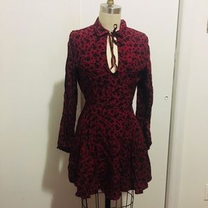 Forever 21 Red and Black Printed Floral Dress